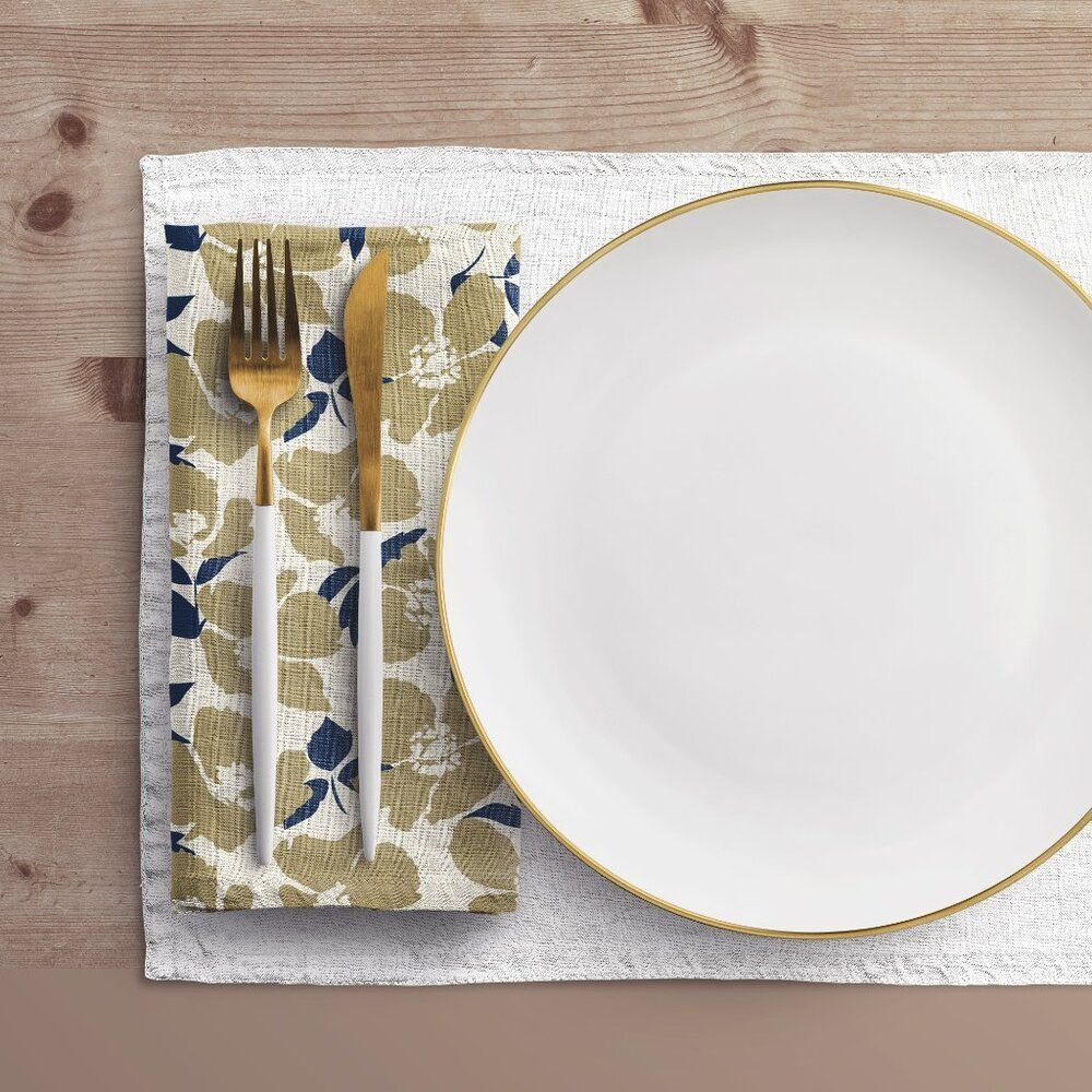 NWT Porter Anna- Navy & Gold  Cotton Napkin 4-set, Poppy